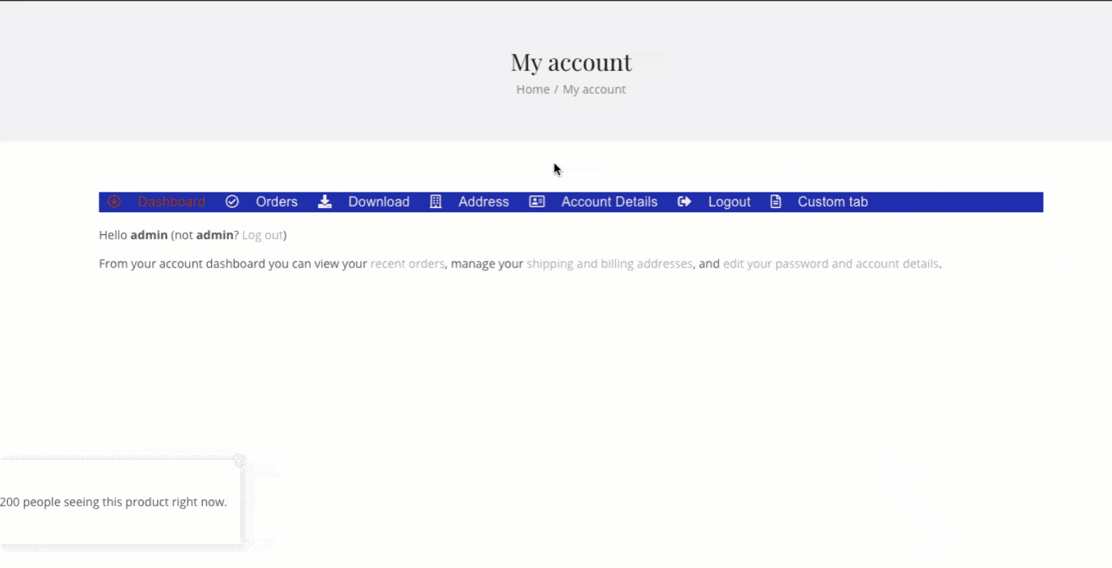 customize my account page woocommerce elementor