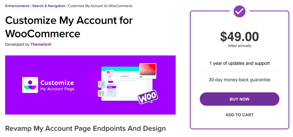 customize my account page woocommerce plugin
