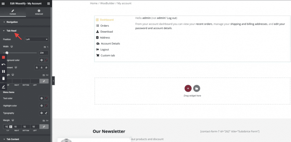 design woocommerce my account page