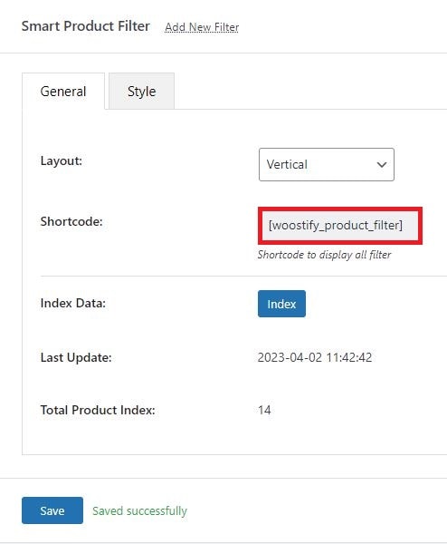 WooCommerce product filters shortcode