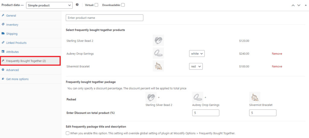 add frequently bought together products