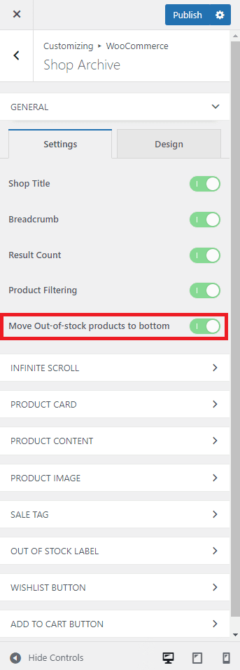move out of stock products to the bottom